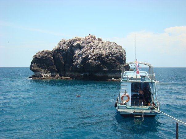 Sail Rock and a boat