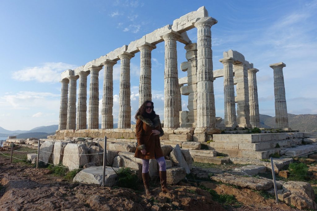 Pilar and the columns left of the Poseidon temple on the back.