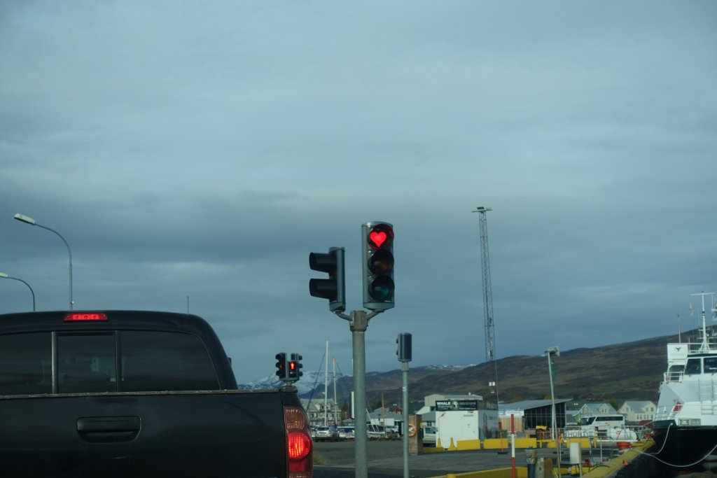 Heart shaped traffic light