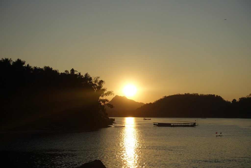 Sunset on the point where the Nam Khan river meets the Mekong