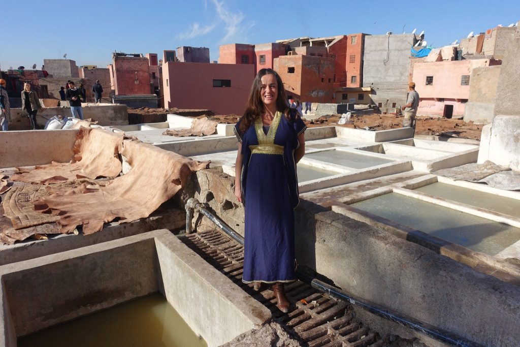 Pilar at the Marrakech tanneries