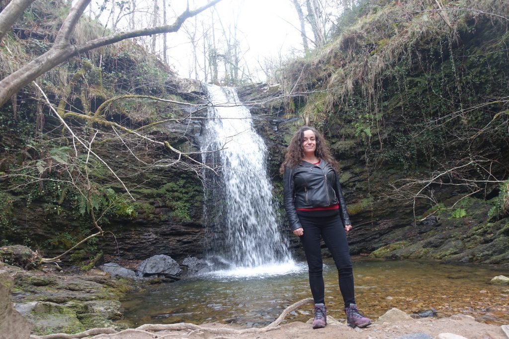 Pilar at one of the Lamiña waterfalls