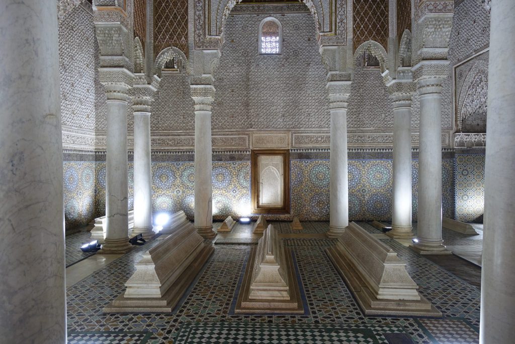 Three of the Saadian tombs at the Saadian tombs mausoleum