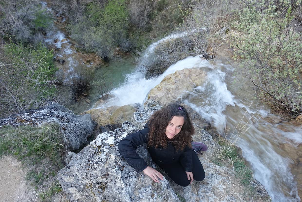 Pilar at the top of El Tobazo waterfall