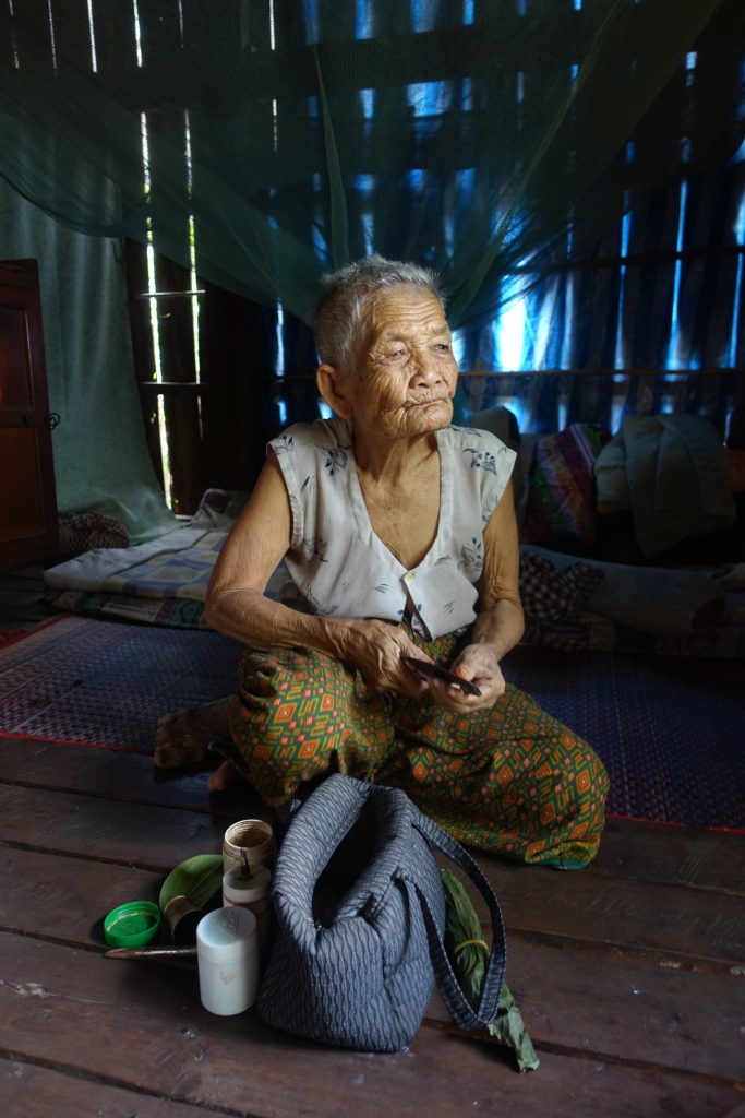 A 96 year old woman in rice farmers village in Cambodia, near Kratie