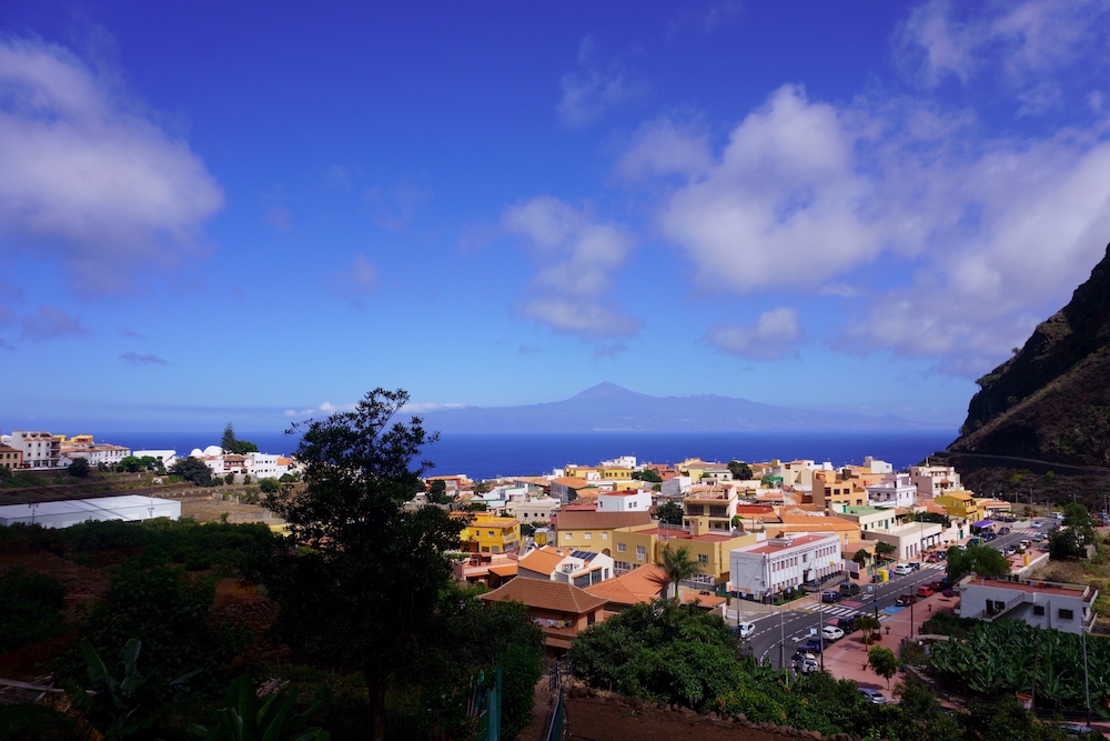 A view of El Teide on the background and Agulo, the most beautiful village in La Gomera