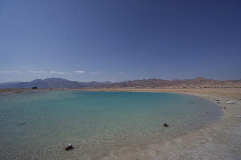 The Magic lake in Dahab. The Sinai desert mountains on the back