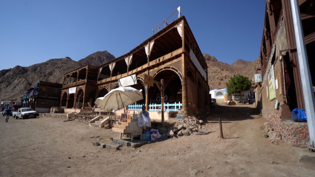 A couple of seafront restaurants at the Dahab Blue Hole