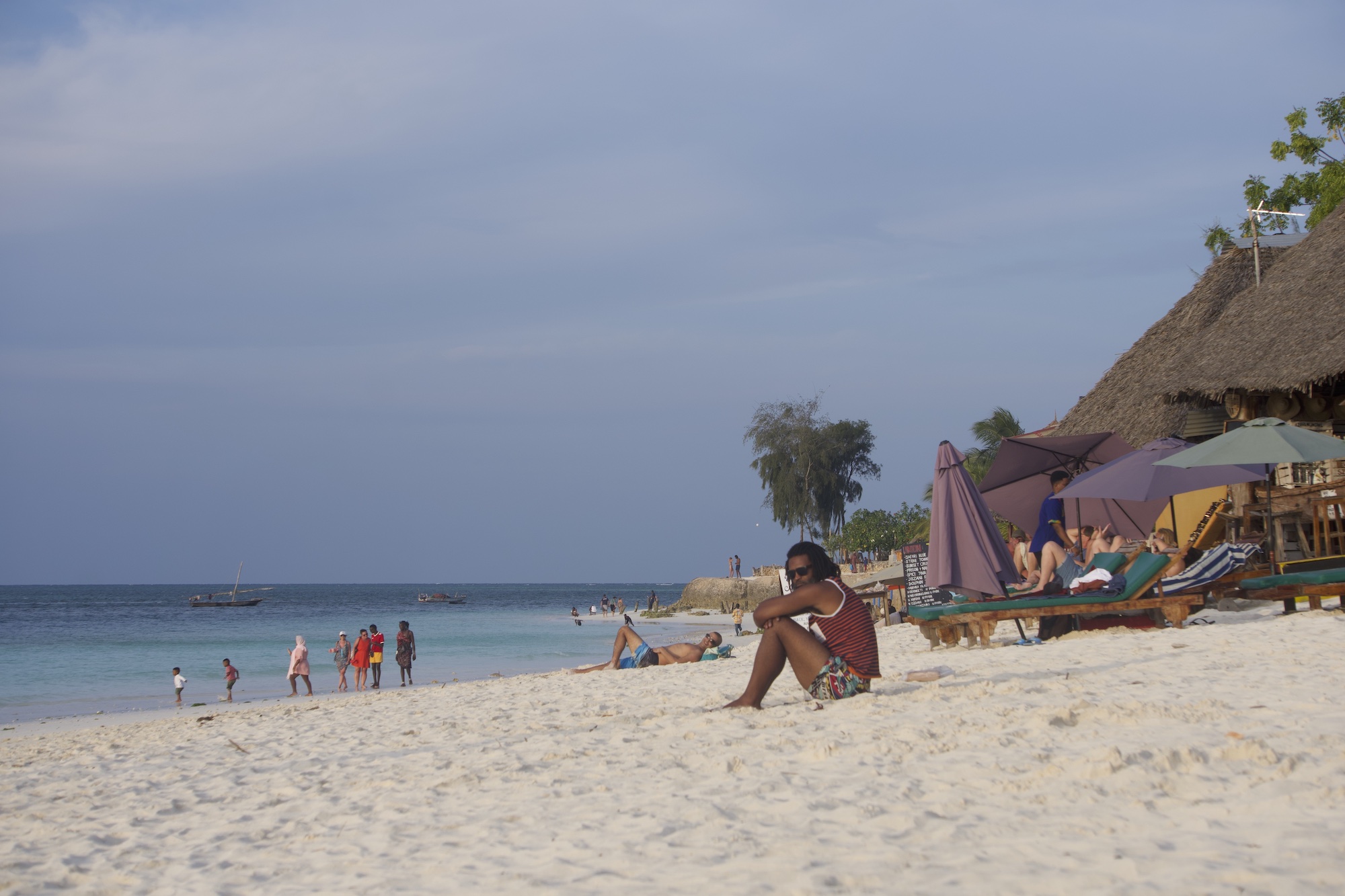 A view of Nungwi beach and people enjoying at the beach