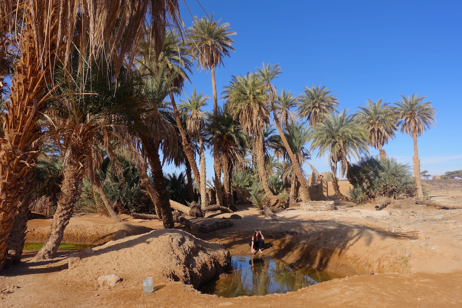 At the oasis well on the way to Erg Chigaga