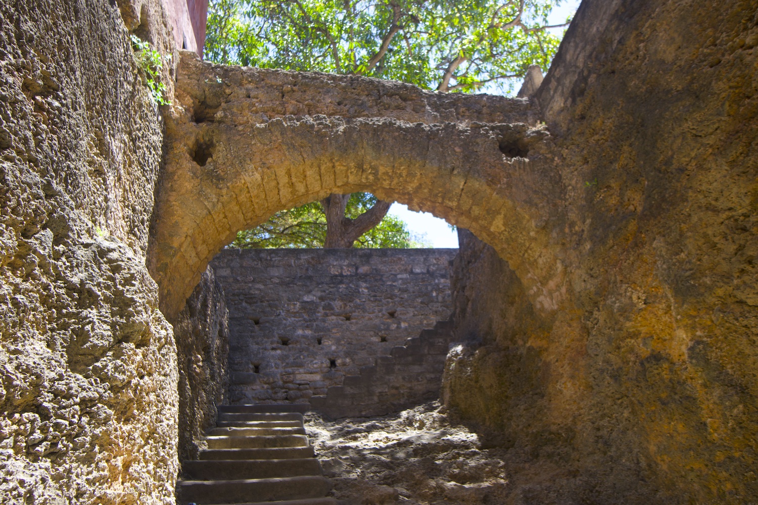 Coral rock bridge and structures in Fort Jesus, in Mombasa