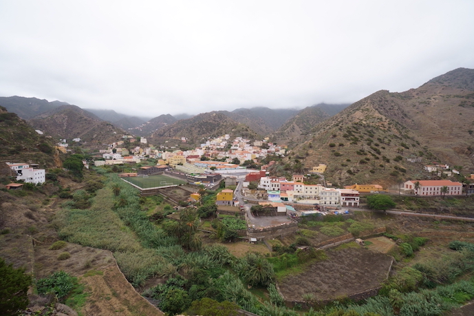 View of Vallehermoso village in La Gomera