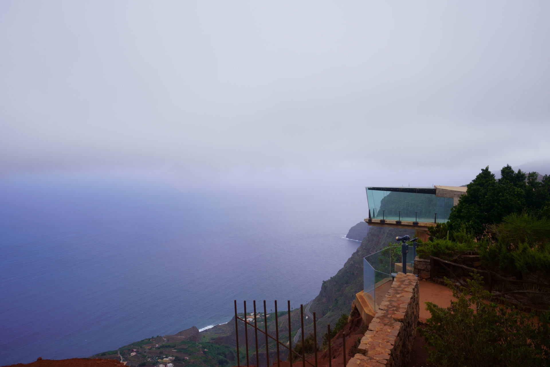 View of Agulo village in La Gomera and the Abrante viewpoint at the end of the hike