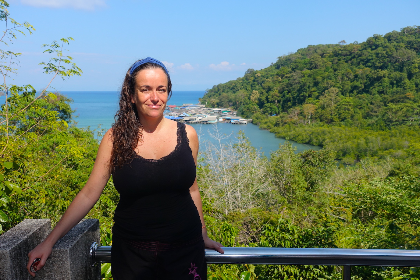 Pilar at the view point on the way to Ao Yai fishing village in Koh Kood