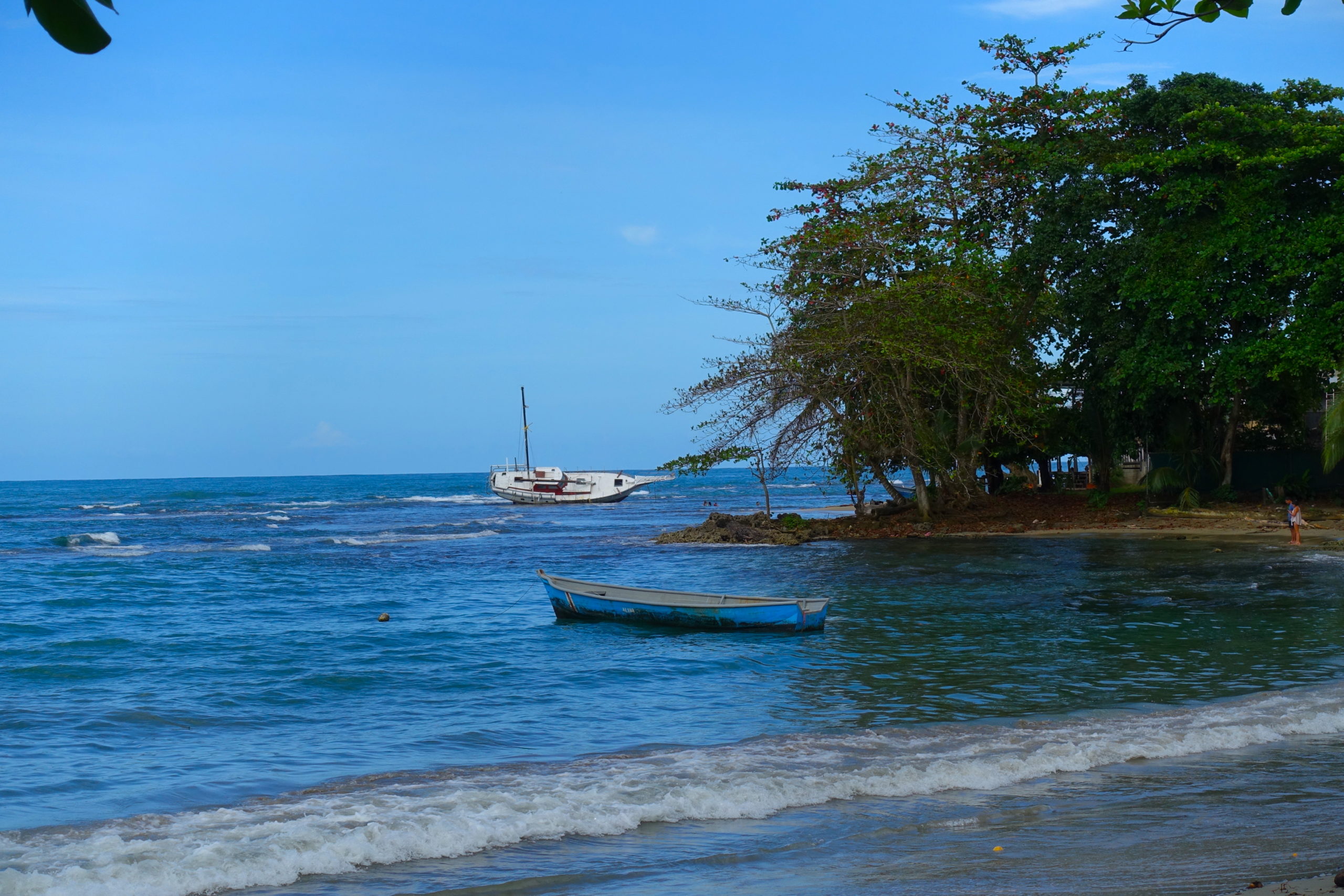Puerto Viejo beach and the little shipwreck on the sea
