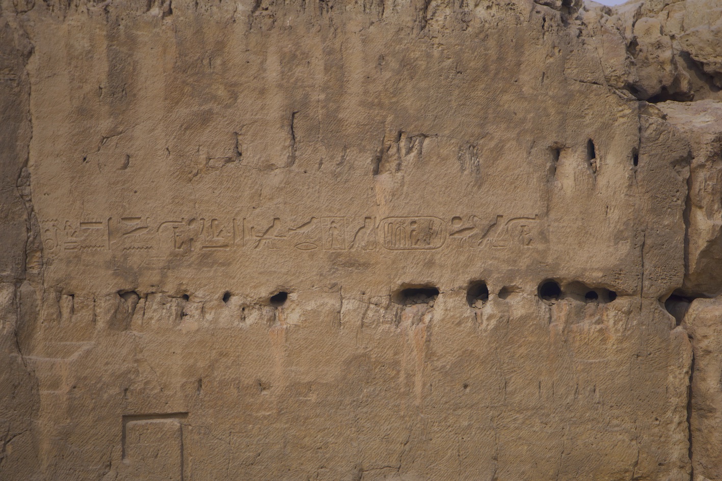 New found hieroglyphs in a wall behind the Great Pyramid of Giza