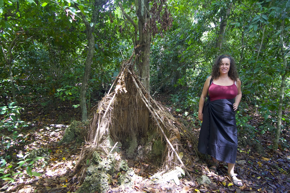 Pilar at the entrance hut at the Diani sacred forest