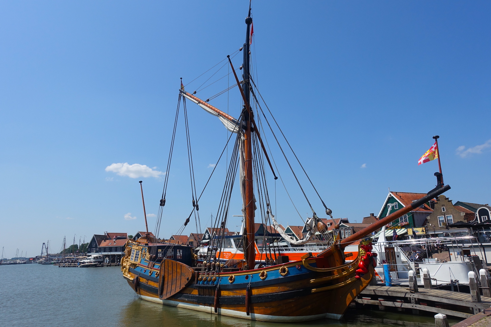 A view of the Halve Maen ship replica in Volendam