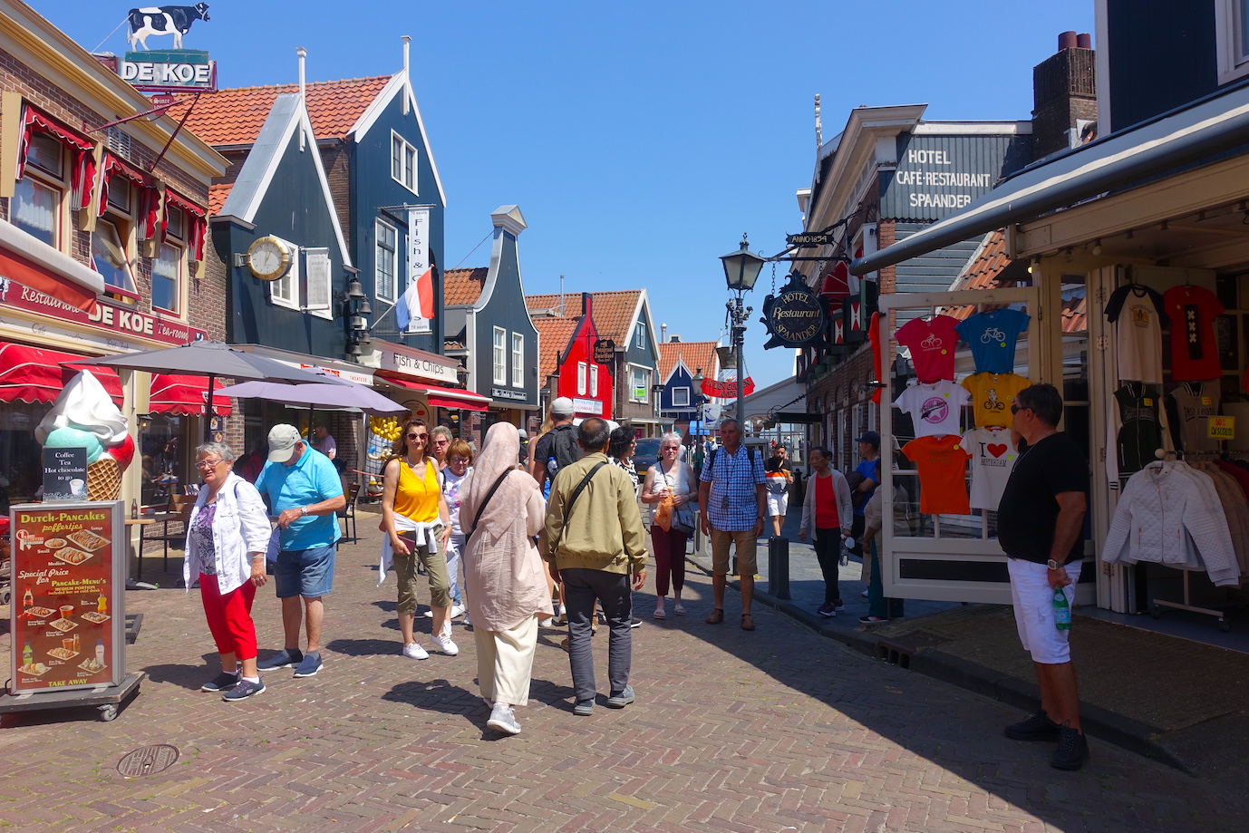 People walking on the streets of Volendam where the souvenirs are