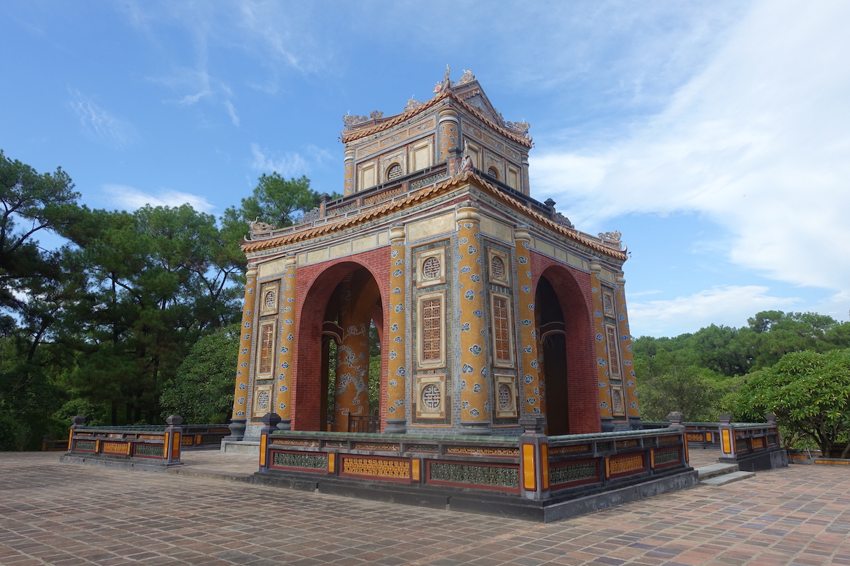 A colorful building at the Tu Duc tomb in Hue