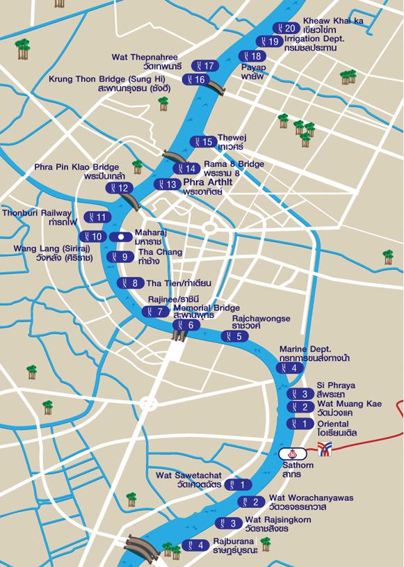 A map of Bangkok most important canals