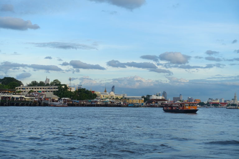 A view of the Chao Praya river and a boat