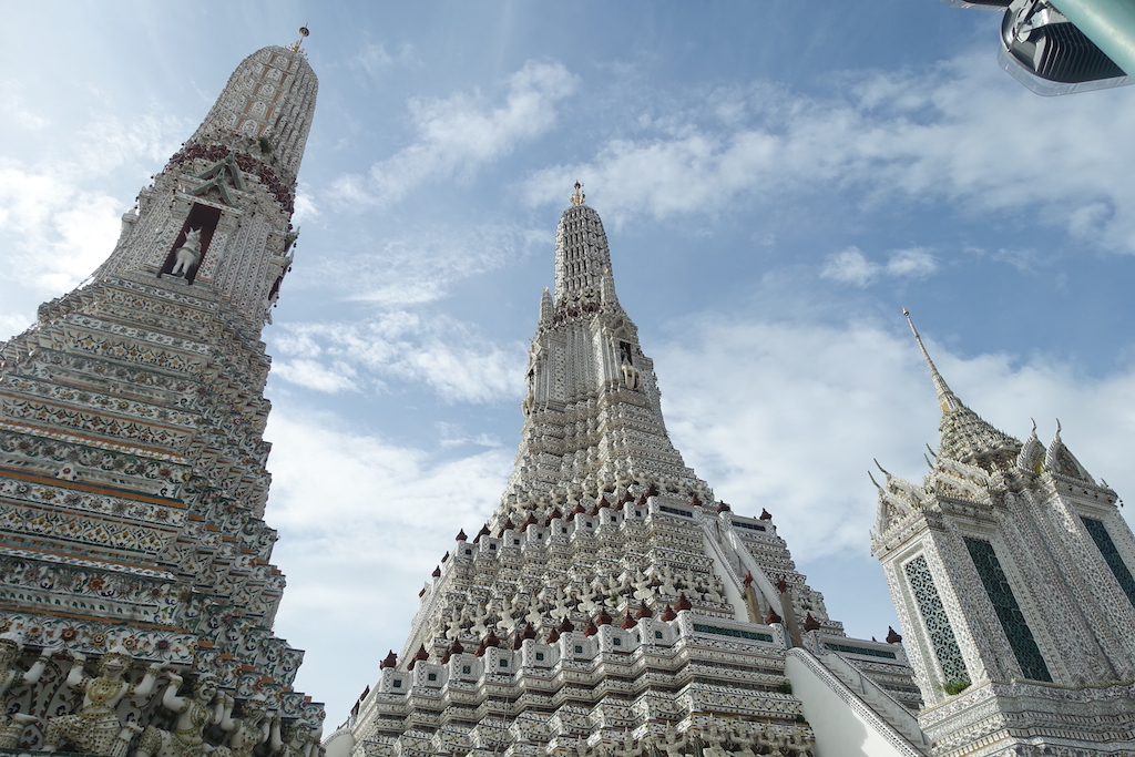 View of the spire and some other towers of the Wat Arun temple in Bangkok