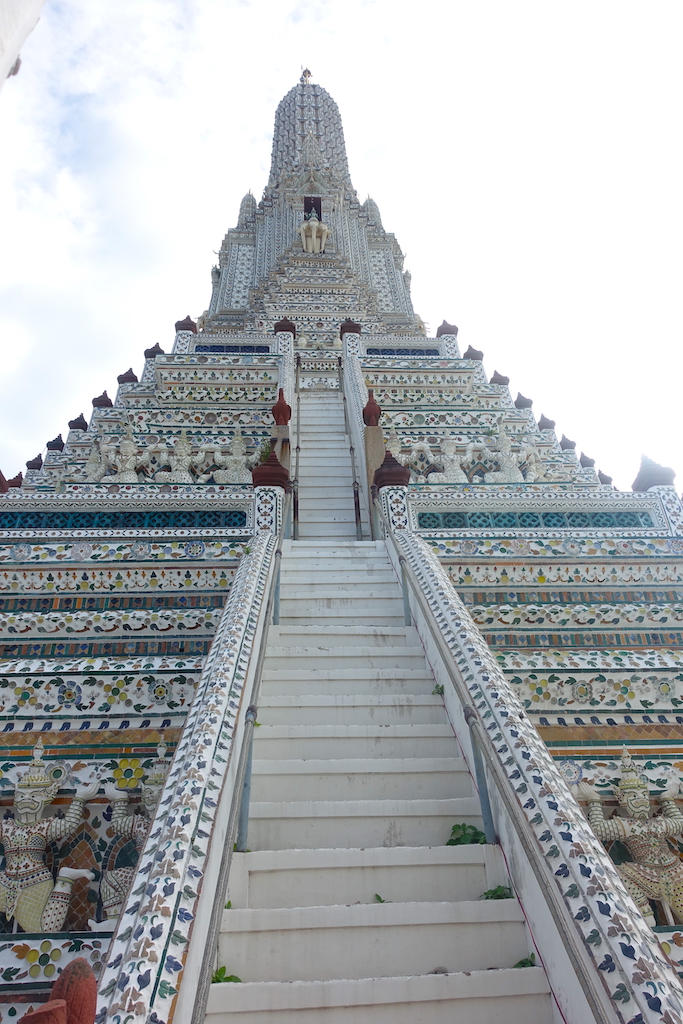 A view of the stairs to the spire in the Wat Arun temple in Bangkok