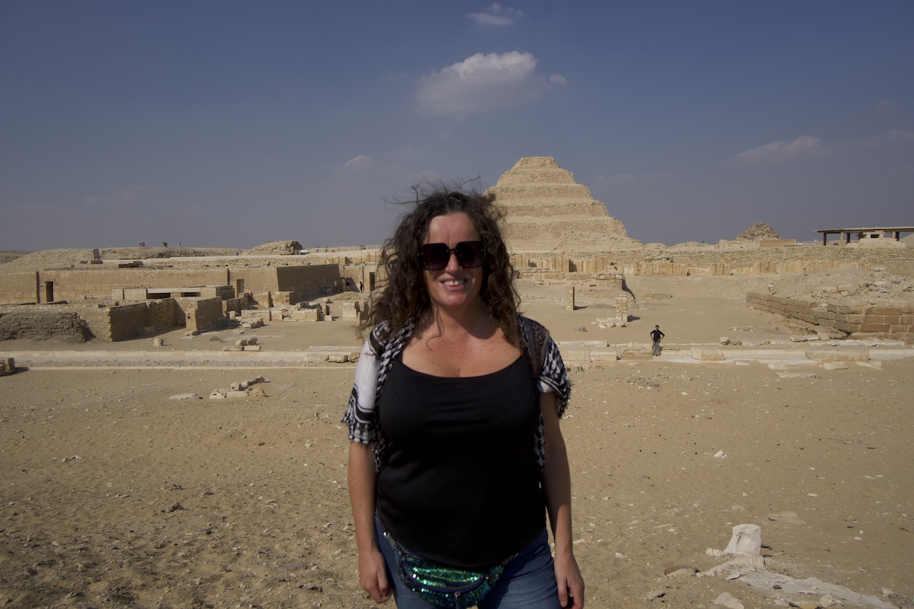 Pilar in front of Step Pyramid of Djoser in Saqqara